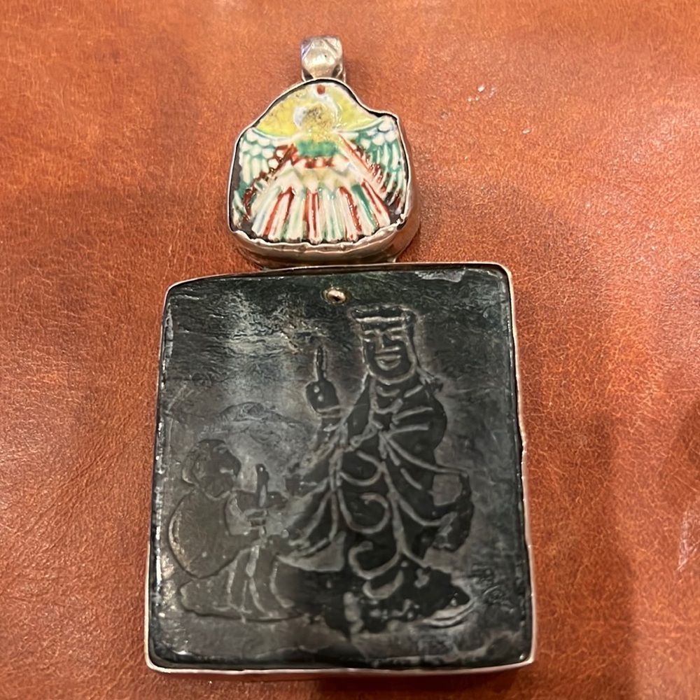 Jade and sterling pendant